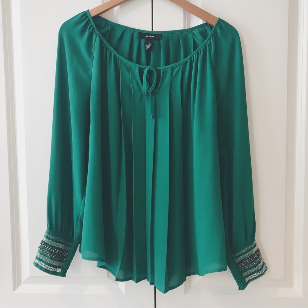Gorgeous Green Embellished Long Sleeve Top